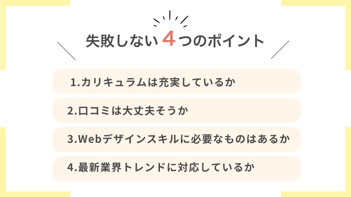 Webデザインスクール選びで失敗しない4つのポイント