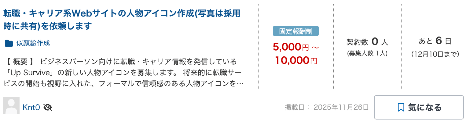 クラウドワークスに掲載されていた実際のアイコン作成の案件例