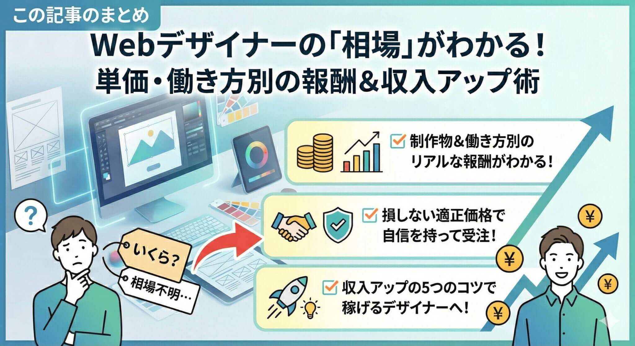 Webデザイナーの相場がわかる｜単価・働き方別の報酬と収入アップ術のまとめ