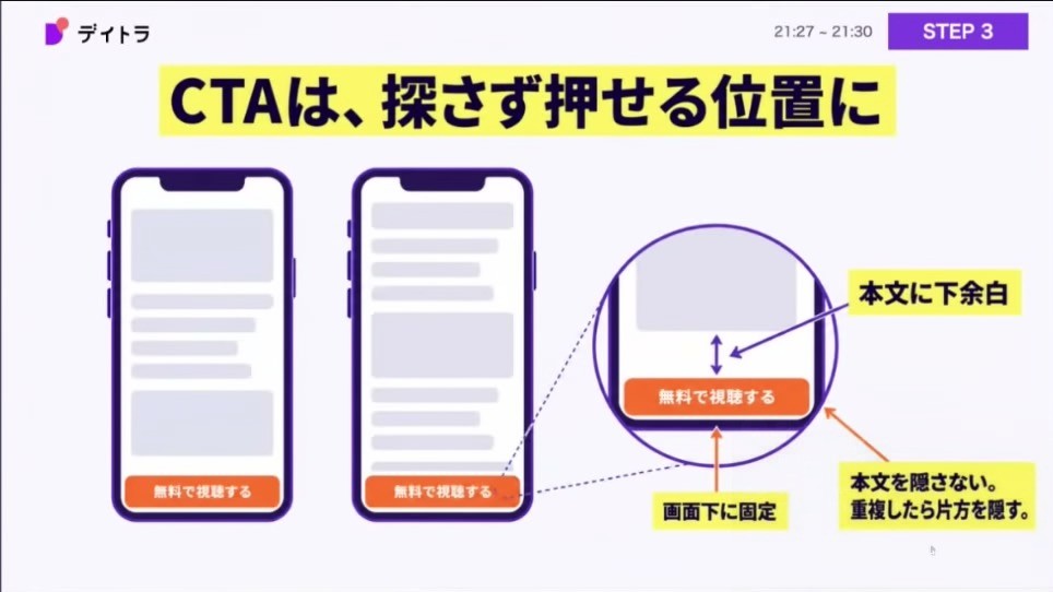 CTAは、探さず押せる位置に