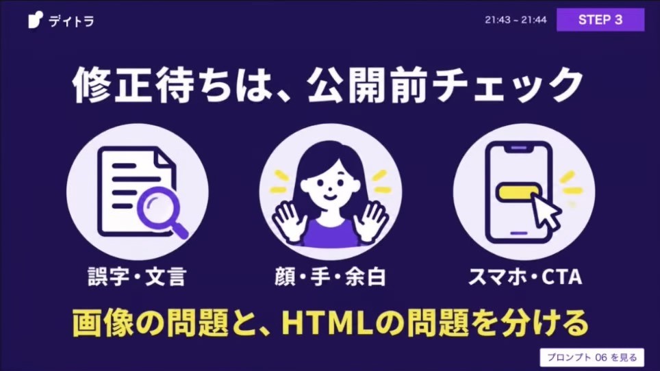 修正待ちは、公開前チェック