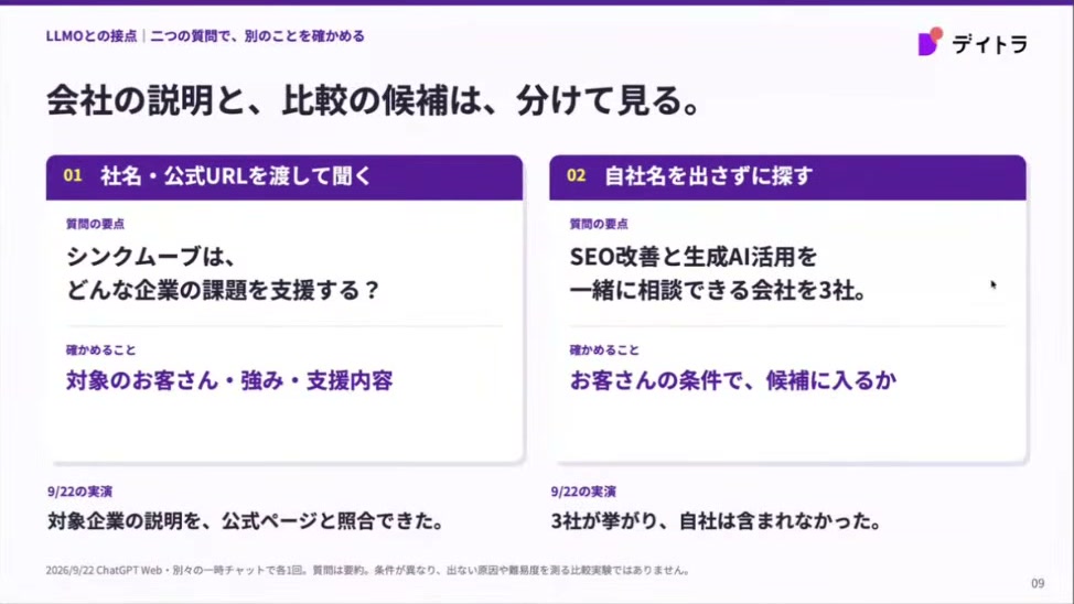 会社の説明と、比較の候補は、分けて見る。