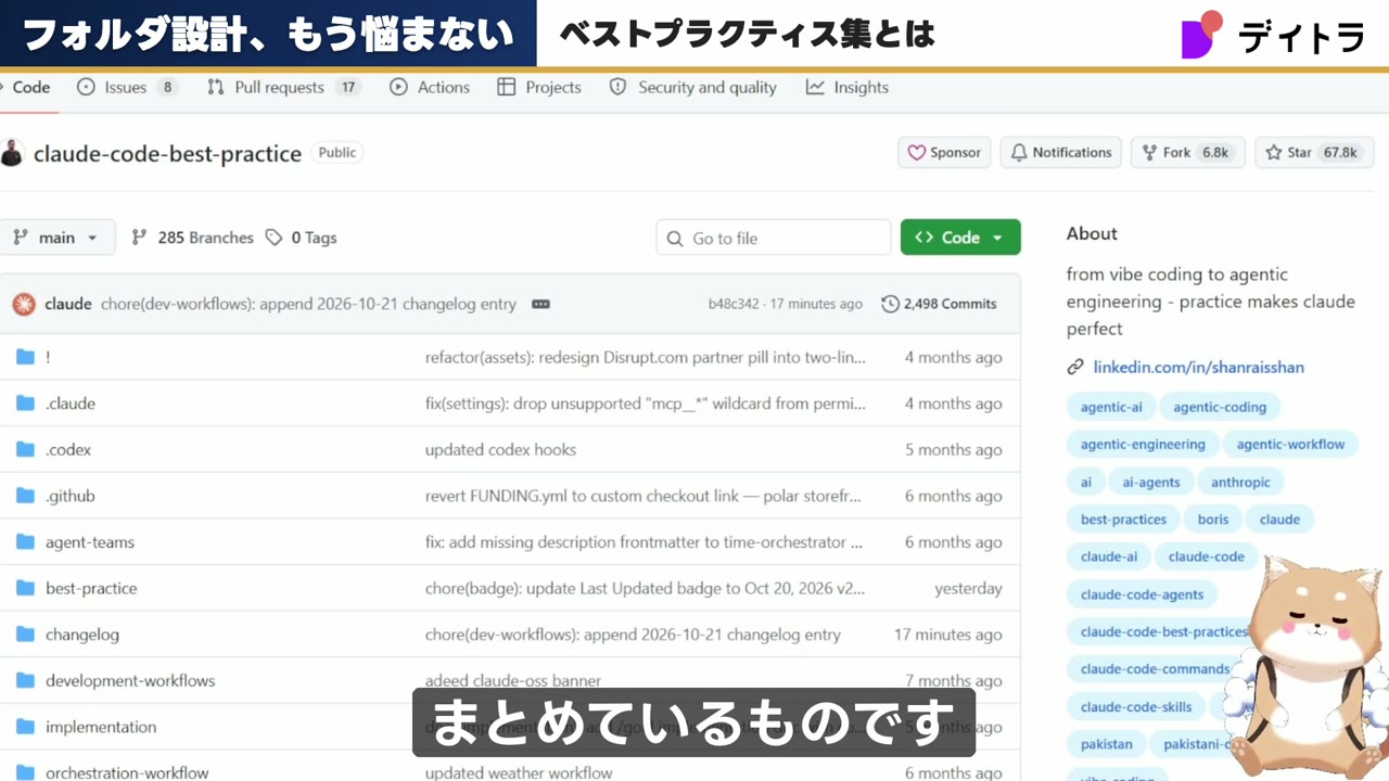 GitHubのclaude-code-best-practiceリポジトリのトップ画面